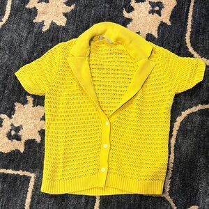 Everlane Yellow Knit Button Down Shirt